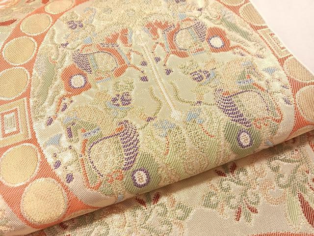 平和屋着物●六通柄　本袋帯　獅子狩錦文　金糸　正絹　逸品　CABL0270vp