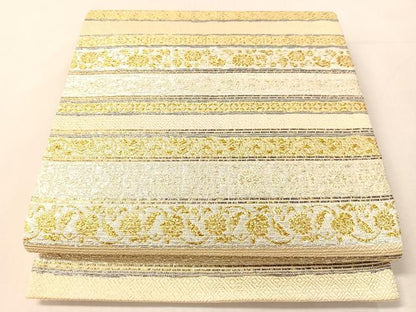 平和屋着物●六通柄袋帯　横段花文　金銀糸　正絹　逸品　未使用　CABL0273vp