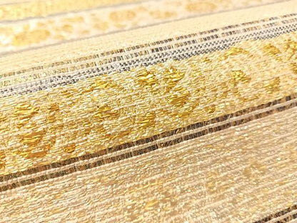 平和屋着物●六通柄袋帯　横段花文　金銀糸　正絹　逸品　未使用　CABL0273vp