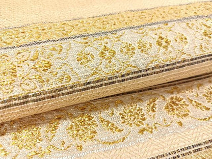 平和屋着物●六通柄袋帯　横段花文　金銀糸　正絹　逸品　未使用　CABL0273vp