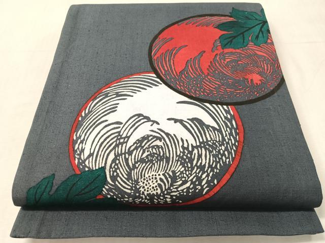 平和屋着物●太鼓柄袋帯　紬地　乱菊丸文　正絹　逸品　CABL0276vp