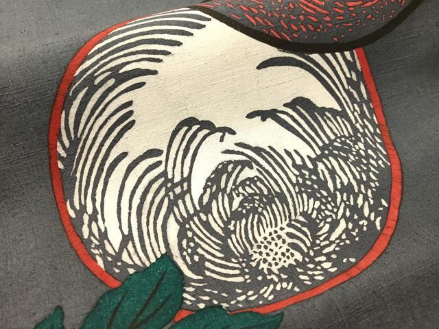 平和屋着物●太鼓柄袋帯　紬地　乱菊丸文　正絹　逸品　CABL0276vp