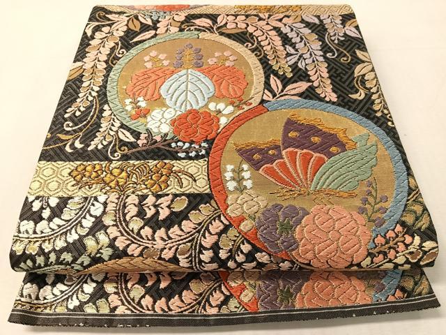 平和屋着物●唐織佐賀錦　六通柄袋帯　芝垣秀花文　金糸　正絹　逸品　CABL0277vp
