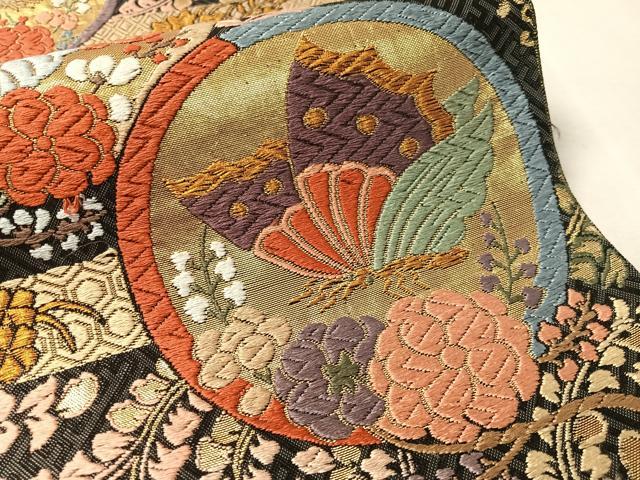 平和屋着物●唐織佐賀錦　六通柄袋帯　芝垣秀花文　金糸　正絹　逸品　CABL0277vp