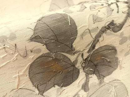 平和屋着物●六通柄袋帯　作家物　手描き　髭紬　蔦の葉花文　金彩　正絹　逸品　CABL0281vp