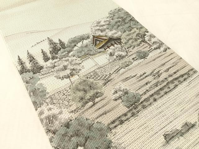 平和屋着物●全通柄袋帯　本場大島紬　作家物　手描き　泉涌寺　宮之原織謹製　証紙付き　正絹　逸品　CABL0282vp