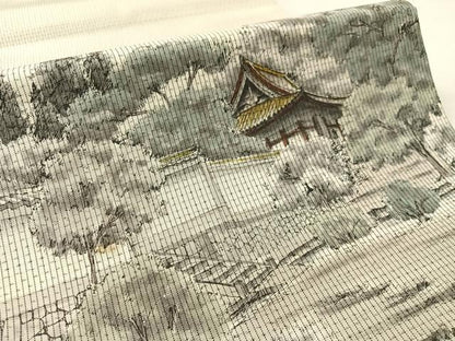平和屋着物●全通柄袋帯　本場大島紬　作家物　手描き　泉涌寺　宮之原織謹製　証紙付き　正絹　逸品　CABL0282vp
