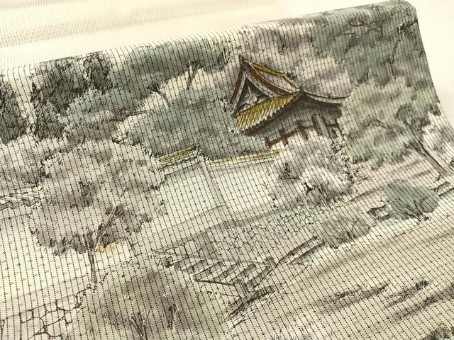 平和屋着物●全通柄袋帯　本場大島紬　作家物　手描き　泉涌寺　宮之原織謹製　証紙付き　正絹　逸品　CABL0282vp