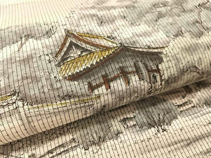 平和屋着物●全通柄袋帯　本場大島紬　作家物　手描き　泉涌寺　宮之原織謹製　証紙付き　正絹　逸品　CABL0282vp