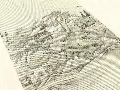 平和屋着物●全通柄袋帯　本場大島紬　作家物　手描き　泉涌寺　宮之原織謹製　証紙付き　正絹　逸品　CABL0282vp