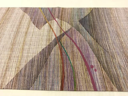 平和屋着物●太鼓柄袋帯　紬地　幾何学文　金通し地　正絹　逸品　CABL0283vp