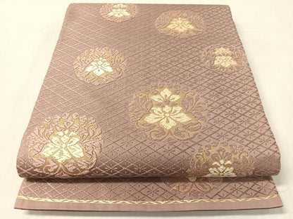 平和屋着物●六通柄袋帯　唐織　草花丸文　金糸　正絹　逸品　CABL0284vp