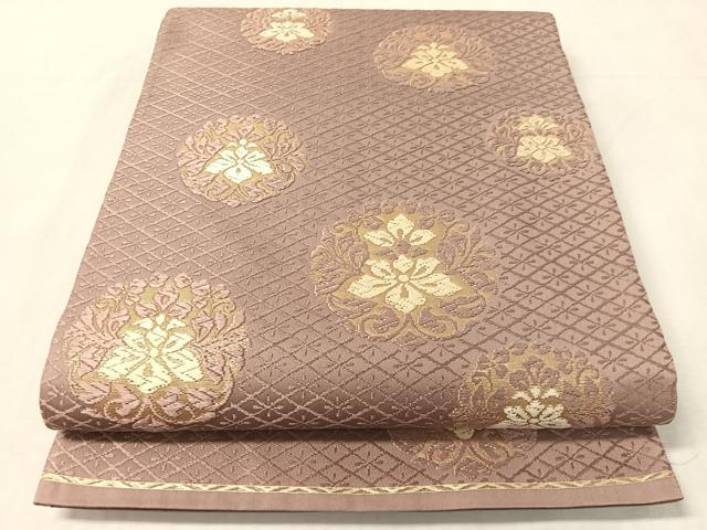 平和屋着物●六通柄袋帯　唐織　草花丸文　金糸　正絹　逸品　CABL0284vp