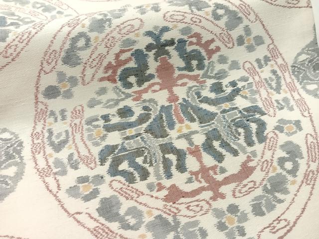 平和屋着物●両面　全通柄袋帯　紬地　狩猟丸文　正絹　逸品　未使用　CABL0285vp