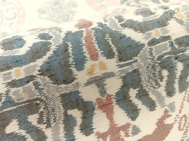 平和屋着物●両面　全通柄袋帯　紬地　狩猟丸文　正絹　逸品　未使用　CABL0285vp