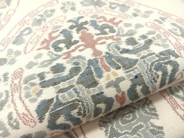 平和屋着物●両面　全通柄袋帯　紬地　狩猟丸文　正絹　逸品　未使用　CABL0285vp