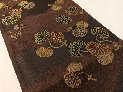 平和屋着物●六通柄袋帯　モール　葵文　金糸　正絹　逸品　CABL0286vp
