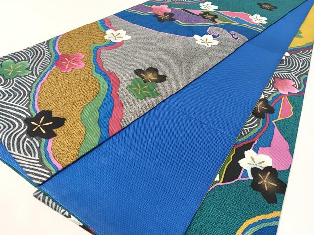 平和屋着物●中嶋まさひろ 蝋彩染作家　六通柄袋帯　片輪車花文　金彩　正絹　逸品　未使用　CABL0289vp