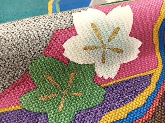 平和屋着物●中嶋まさひろ 蝋彩染作家　六通柄袋帯　片輪車花文　金彩　正絹　逸品　未使用　CABL0289vp