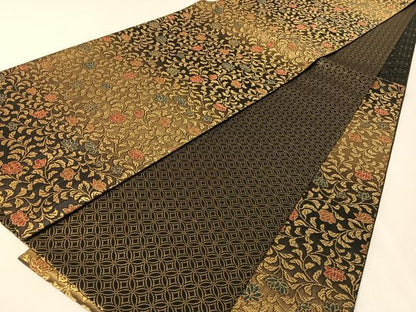 平和屋着物●紋屋井関　御寮織　六通柄袋帯　花唐草文　金糸　正絹　逸品　CABL0291vp