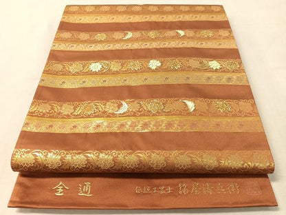 平和屋着物●西陣織 陰山織物謹製 箔屋清兵衛 全通柄袋帯 金地繭 螺鈿 草木染 古代裂間道 本金箔 証紙付き 正絹 逸品 未使用 CABL0292vp