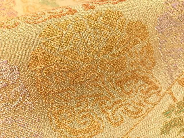 平和屋着物●桝屋高尾　ねん金綴錦　六通柄袋帯　名物裂取牡丹文　正絹　逸品　CABL0294vp