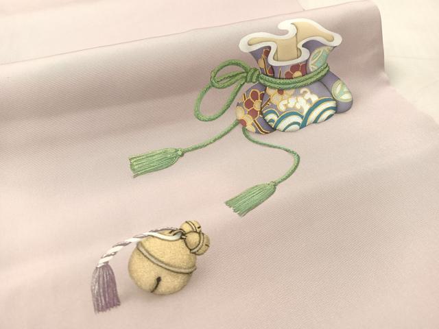 平和屋着物●立体友禅作家　涌波紅彩　両面　太鼓柄袋帯　宝尽し　金彩　正絹　逸品　CABL0296vp