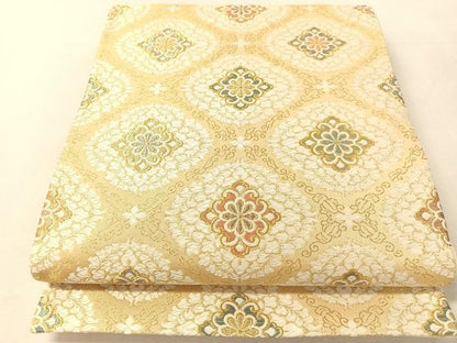 平和屋着物●六通柄袋帯　唐織　菱花文　金糸　正絹　逸品　CABL0300vp