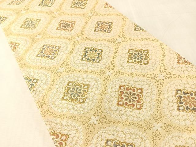 平和屋着物●六通柄袋帯　唐織　菱花文　金糸　正絹　逸品　CABL0300vp