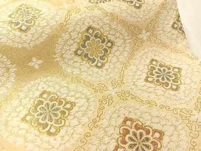平和屋着物●六通柄袋帯　唐織　菱花文　金糸　正絹　逸品　CABL0300vp