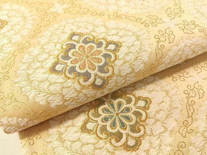 平和屋着物●六通柄袋帯　唐織　菱花文　金糸　正絹　逸品　CABL0300vp