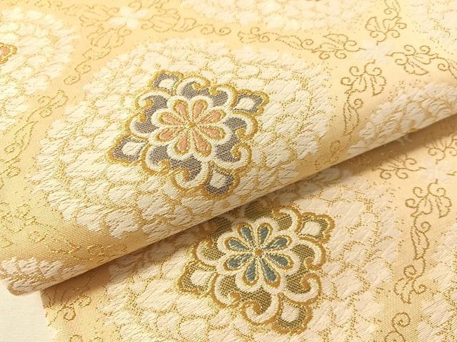 平和屋着物●六通柄袋帯　唐織　菱花文　金糸　正絹　逸品　CABL0300vp