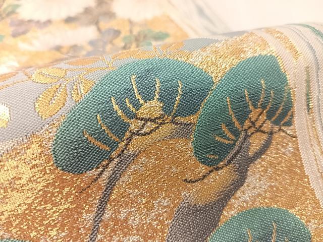平和屋着物●六通柄袋帯　絽伝　流水花松文　金銀糸　正絹　逸品　CABL0301vp