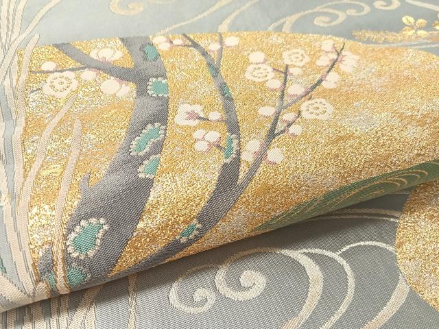 平和屋着物●六通柄袋帯　絽伝　流水花松文　金銀糸　正絹　逸品　CABL0301vp