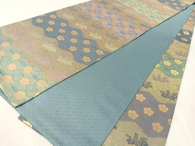 平和屋着物●全通柄袋帯　松皮桐花文　金糸　正絹　逸品　CABL0302vp