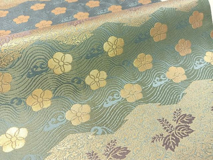 平和屋着物●全通柄袋帯　松皮桐花文　金糸　正絹　逸品　CABL0302vp