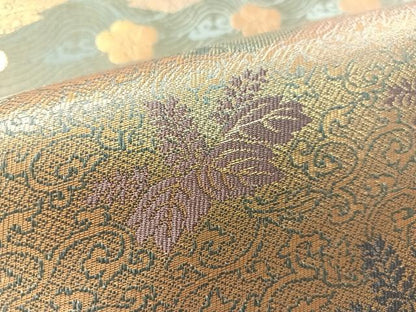 平和屋着物●全通柄袋帯　松皮桐花文　金糸　正絹　逸品　CABL0302vp