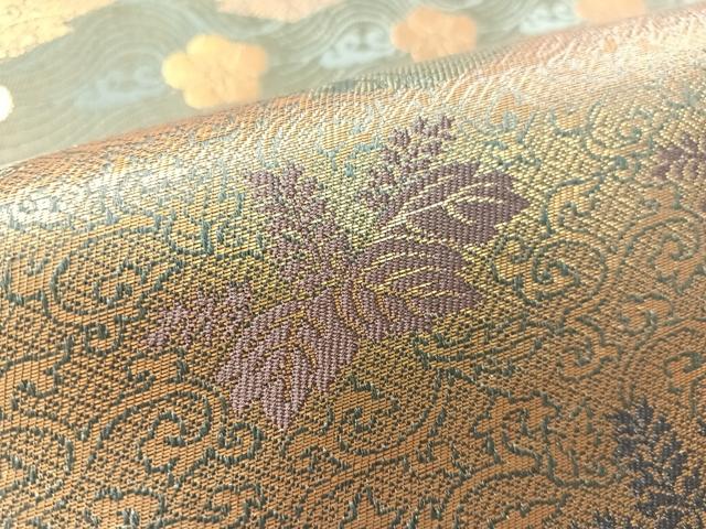 平和屋着物●全通柄袋帯　松皮桐花文　金糸　正絹　逸品　CABL0302vp