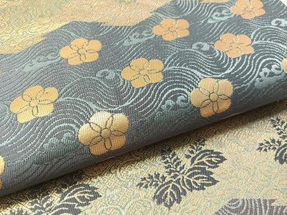 平和屋着物●全通柄袋帯　松皮桐花文　金糸　正絹　逸品　CABL0302vp