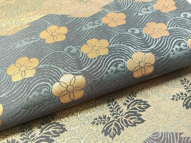 平和屋着物●全通柄袋帯　松皮桐花文　金糸　正絹　逸品　CABL0302vp