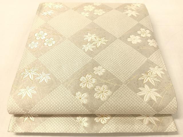 平和屋着物●西陣　織楽浅野謹製　六通柄袋帯　唐織　吹き寄せ花菱文　金糸　正絹　逸品　CABL0304vp