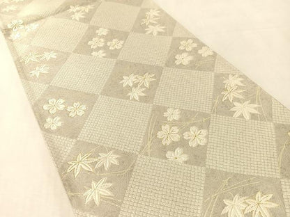平和屋着物●西陣　織楽浅野謹製　六通柄袋帯　唐織　吹き寄せ花菱文　金糸　正絹　逸品　CABL0304vp