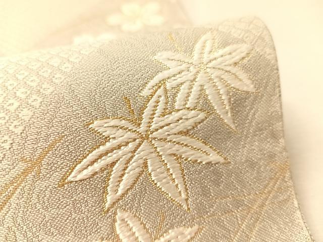 平和屋着物●西陣　織楽浅野謹製　六通柄袋帯　唐織　吹き寄せ花菱文　金糸　正絹　逸品　CABL0304vp