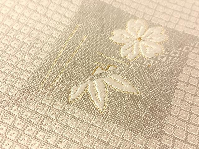 平和屋着物●西陣　織楽浅野謹製　六通柄袋帯　唐織　吹き寄せ花菱文　金糸　正絹　逸品　CABL0304vp