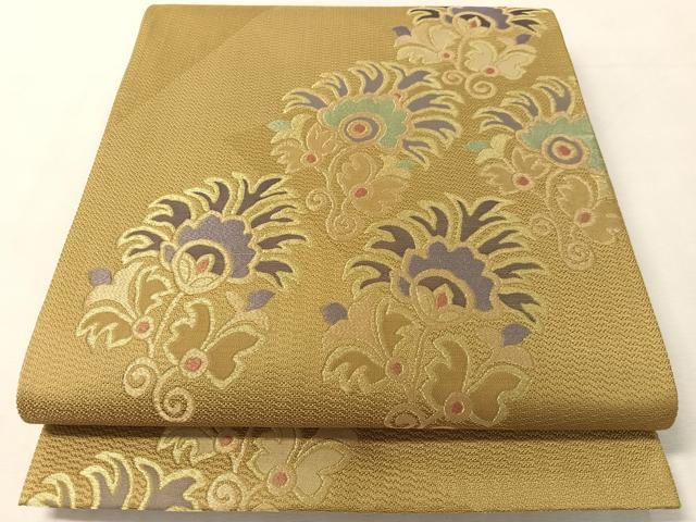 平和屋着物●六通柄袋帯　更紗文　金糸　正絹　逸品　CABL0306vp