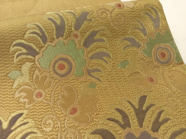 平和屋着物●六通柄袋帯　更紗文　金糸　正絹　逸品　CABL0306vp