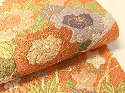 平和屋着物●佐賀錦　六通柄袋帯　唐織　流水鴛鴦花文　金糸　正絹　逸品　CABL0310vp