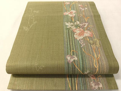 平和屋着物●六通柄袋帯　葡萄蔦の葉文　金糸　やまと誂製　正絹　逸品　未使用　CABL0311vp