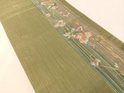 平和屋着物●六通柄袋帯　葡萄蔦の葉文　金糸　やまと誂製　正絹　逸品　未使用　CABL0311vp