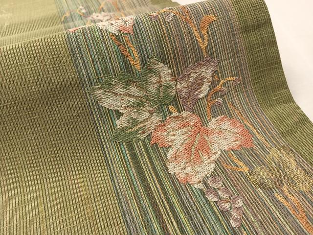 平和屋着物●六通柄袋帯　葡萄蔦の葉文　金糸　やまと誂製　正絹　逸品　未使用　CABL0311vp